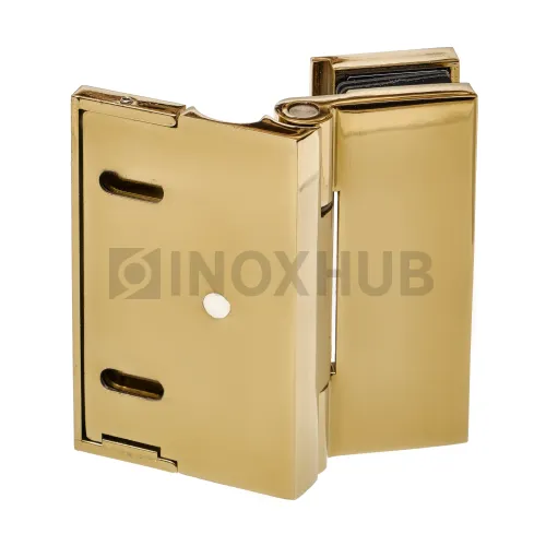 Петля (516 Gold) стена-стекло, без реза уплотнителя, с декоративными крышками, под Золото