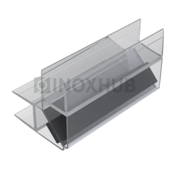 Профиль (210-10 CL) магнит черный 90º/180º, L=2200 (1компл/2 шт), стекло 10.0 мм, ПВХ прозрачный БЕЛЫЙ
